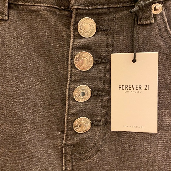 Forever 21 jeans, gray skinny fit, stretchy SIZE 24 NWTs 4 button high waist - Picture 4 of 5